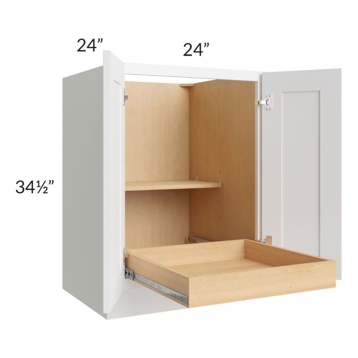 Lakewood White 24" Full Height Base Cabinet with 1 Rollout Tray