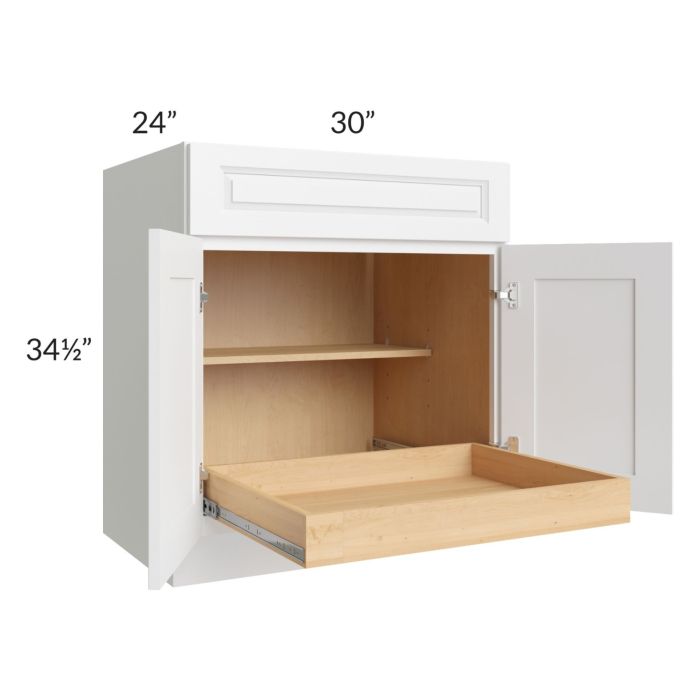 Lakewood White 30" Base Cabinet with 1 Rollout Tray