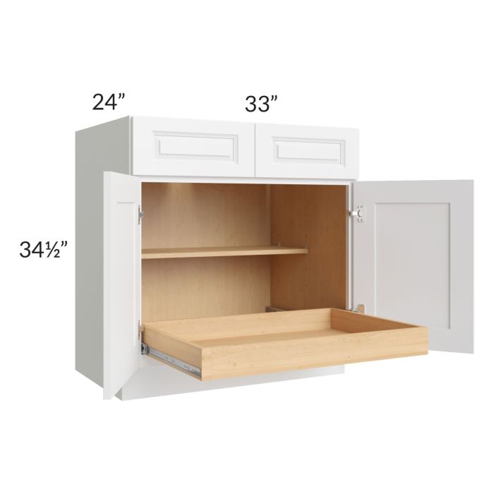 Lakewood White 33" Base Cabinet with 1 Rollout Tray