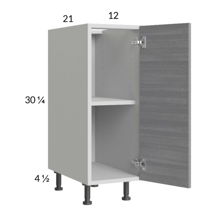 Euro Grey 12" Full Height Door Vanity Base Cabinet