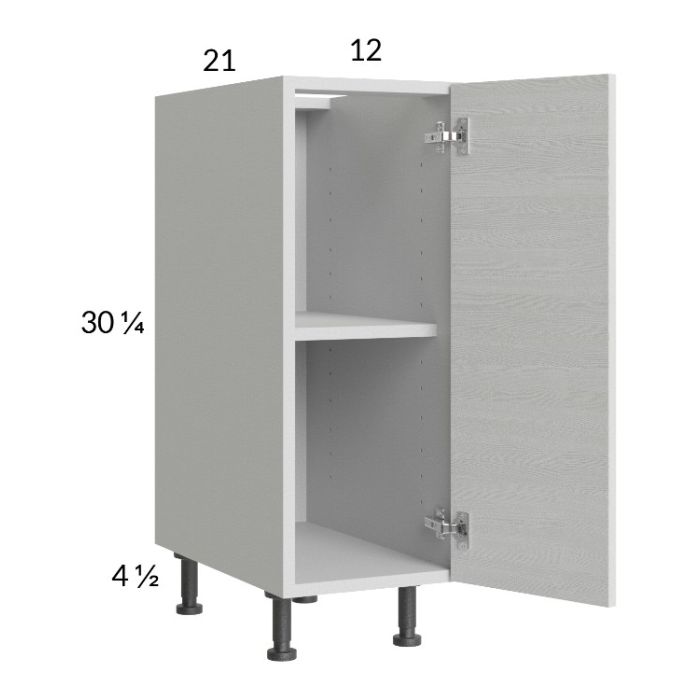 Euro White Grain 12" Full Height Door Vanity Base Cabinet