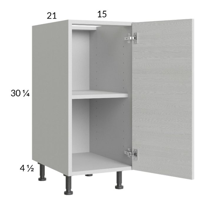 Euro White Grain 15" Full Height Door Vanity Base Cabinet