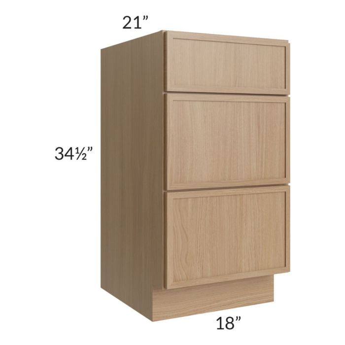Township Rift Oak 18" 3-Drawer Vanity Base Cabinet