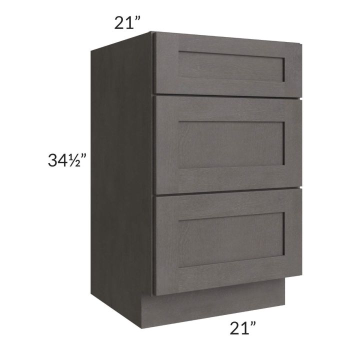 Midtown Dark Grey Shaker 21" Vanity Drawer Base Cabinet