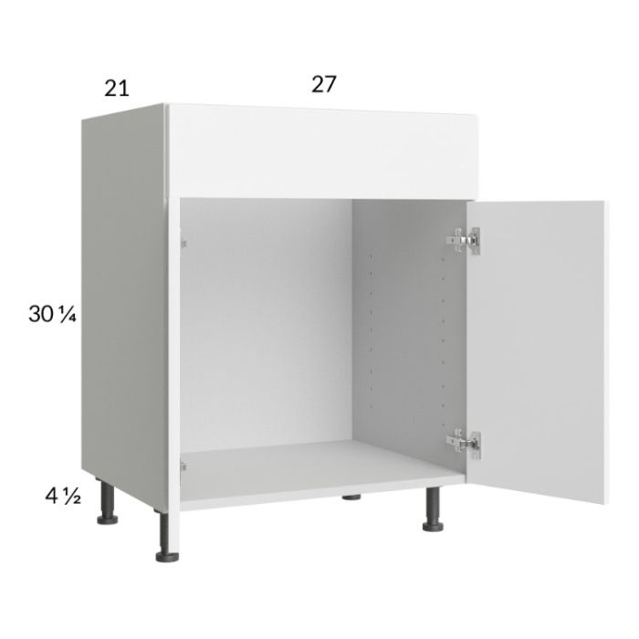 Euro Gloss White 27" Vanity Sink Base Cabinet