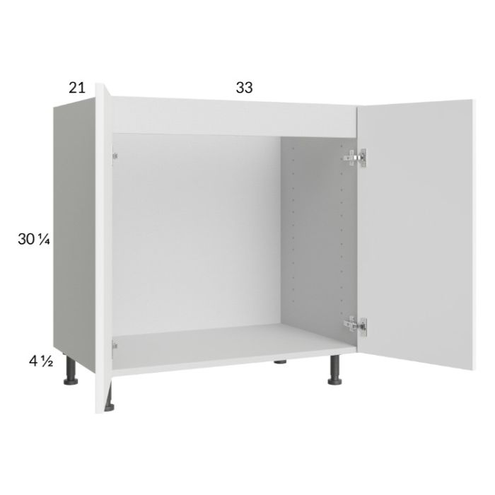 Euro Gloss White 33" Full Height Door Vanity Sink Base Cabinet