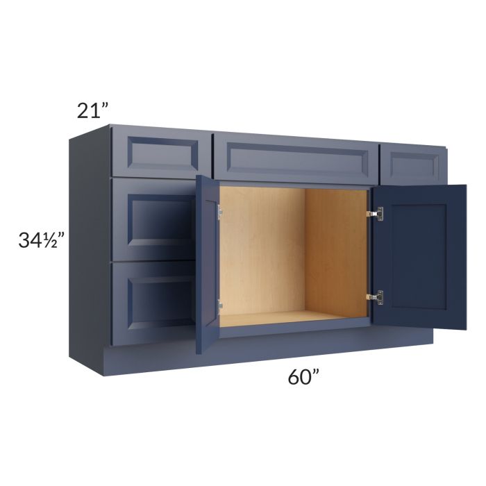 Bayville Blue 60" Vanity Sink Base Cabinet