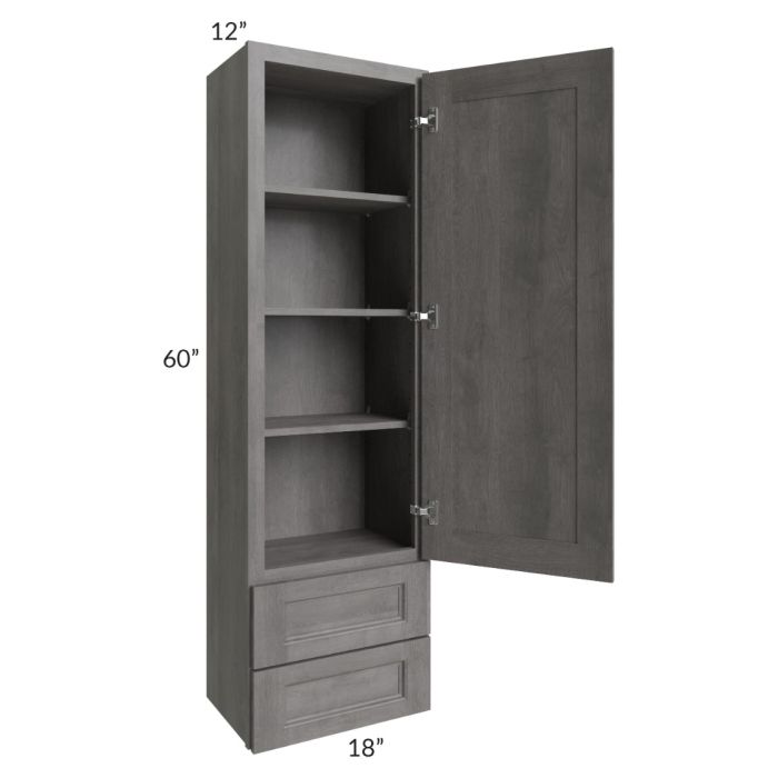 Providence Slate Grey 18x60 Wall Cabinet With Drawers