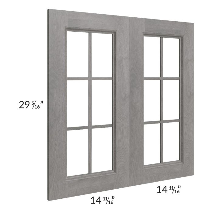 Providence Slate Grey 30x30 Mullion Glass Doors Only with Glass Included