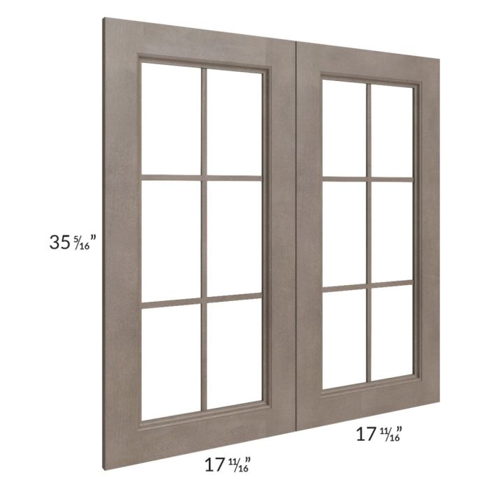 Providence Natural Grey 36x36 Mullion Glass Doors Only with Glass Included