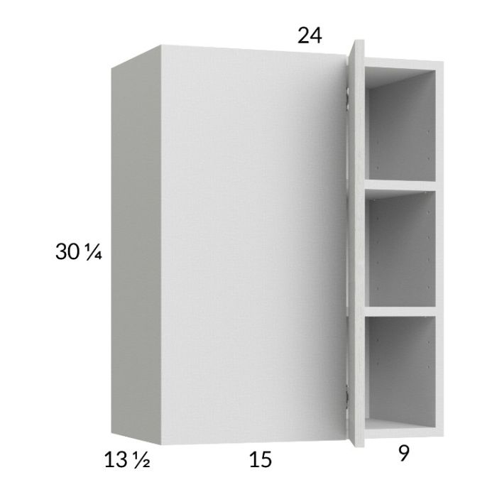 Euro White Grain 24x30-1/4 Blind Corner Wall Cabinet
