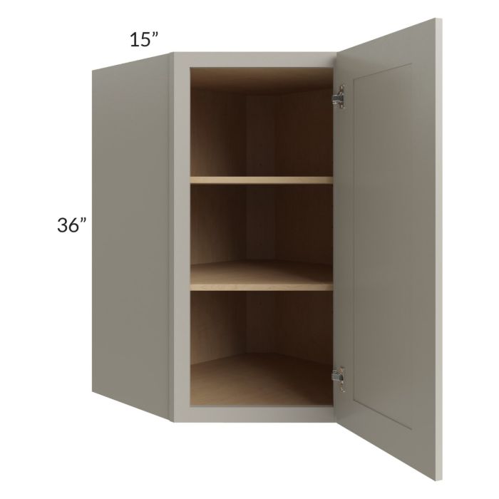 Stratton Light Grey Shaker 27x36 Wall Diagonal Corner Cabinet