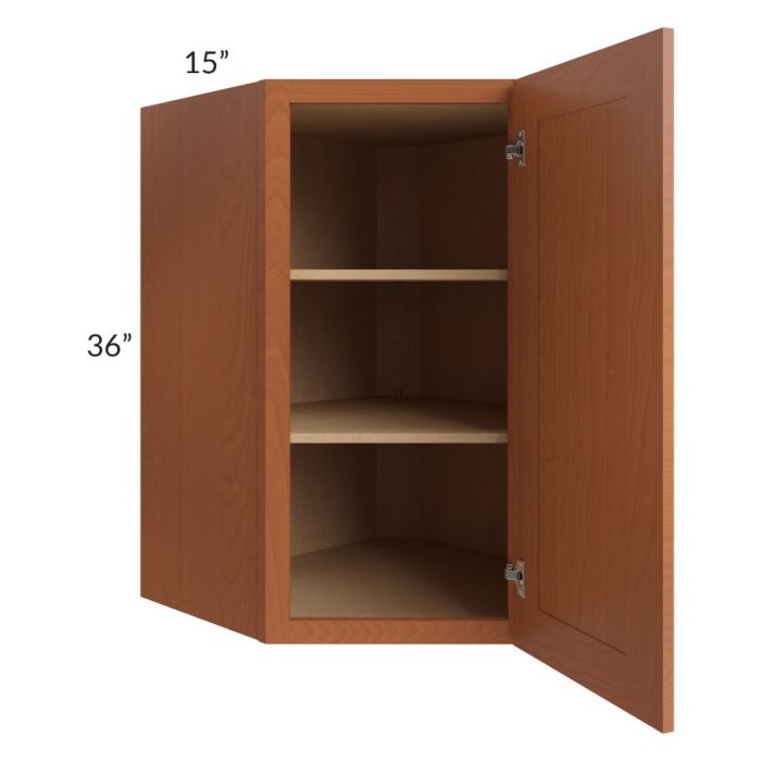 Lexington Cinnamon Glaze 27x36 Wall Diagonal Corner Cabinet