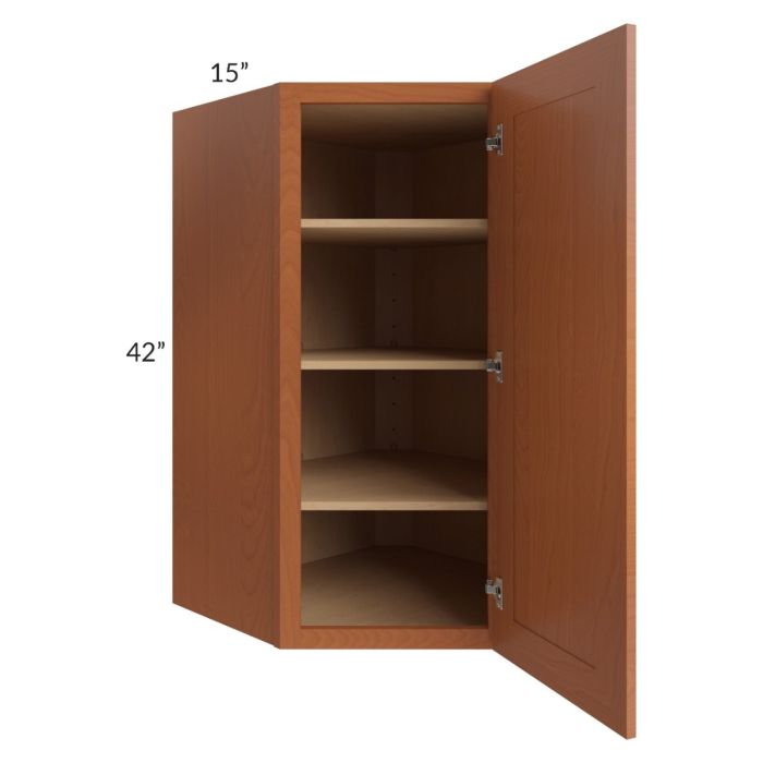 Lexington Cinnamon Glaze 27x42 Wall Diagonal Corner Cabinet