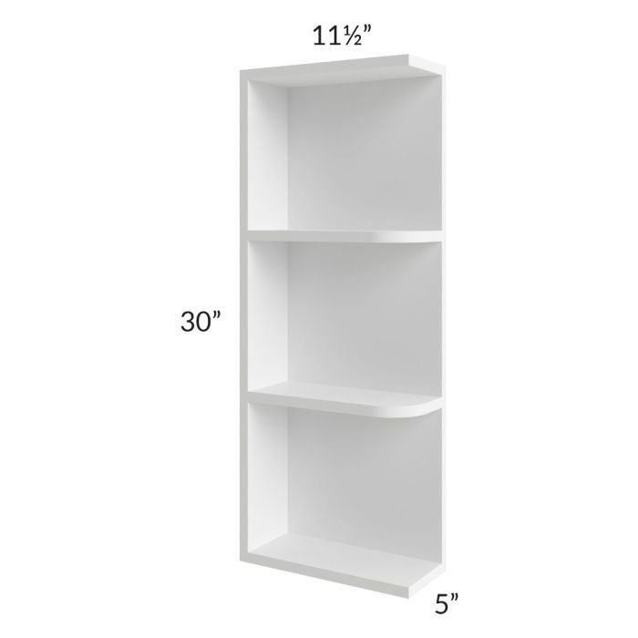 Alpine White Shaker 05x30 Wall End Shelf Cabinet