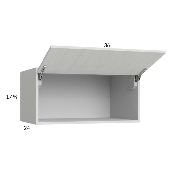 Euro White Grain 36x17-5/8x24 Flip Up Door Wall Cabinet