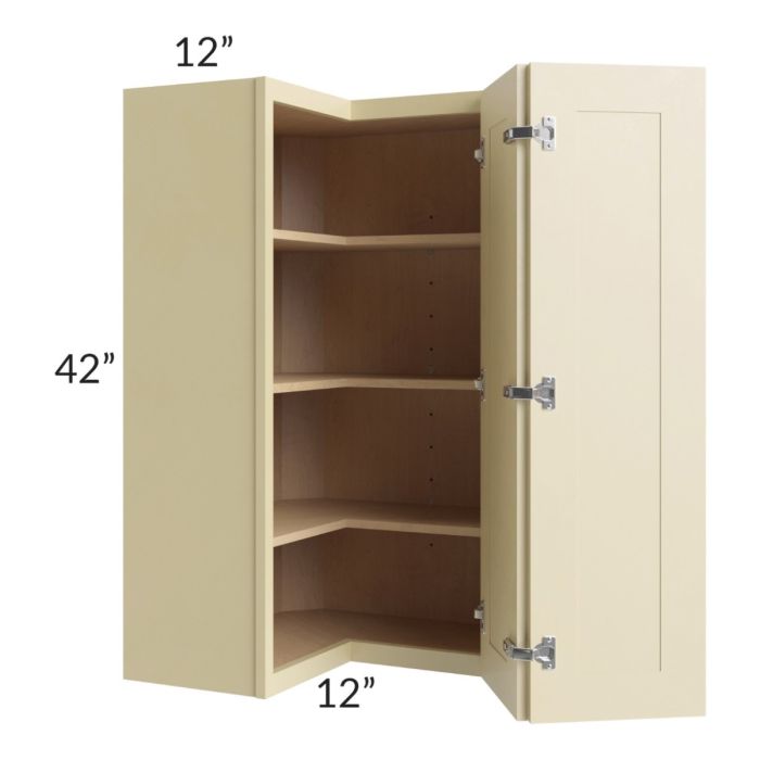 Phoenix Cream Glaze 24x42 Easy Reach Corner Wall Cabinet