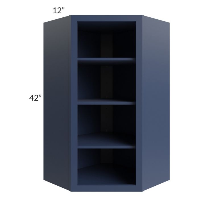 Bayville Blue 24x42 Wall Diagonal Corner Open Cabinet