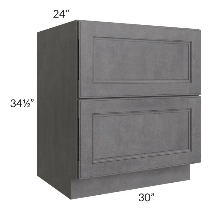 Stone Grey 30" 2-Drawer Base Cabinet