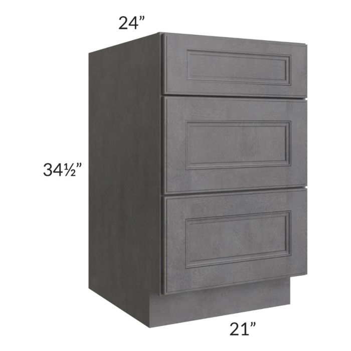 Stone Grey 21" 3-Drawer Base Cabinet