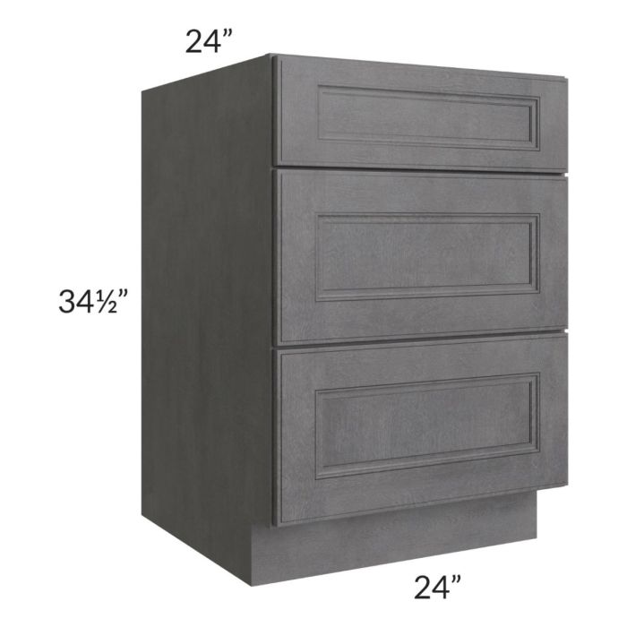 Stone Grey 24" 3-Drawer Base Cabinet