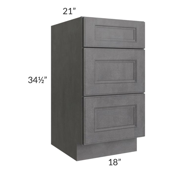Stone Grey 18" Vanity Three Drawer Base Cabinet