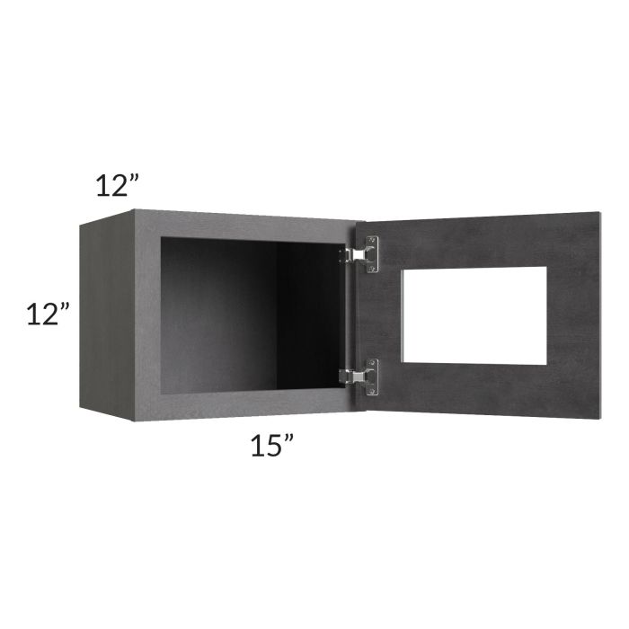 Stone Grey 15x12 Wall Cabinet with Plain Glass