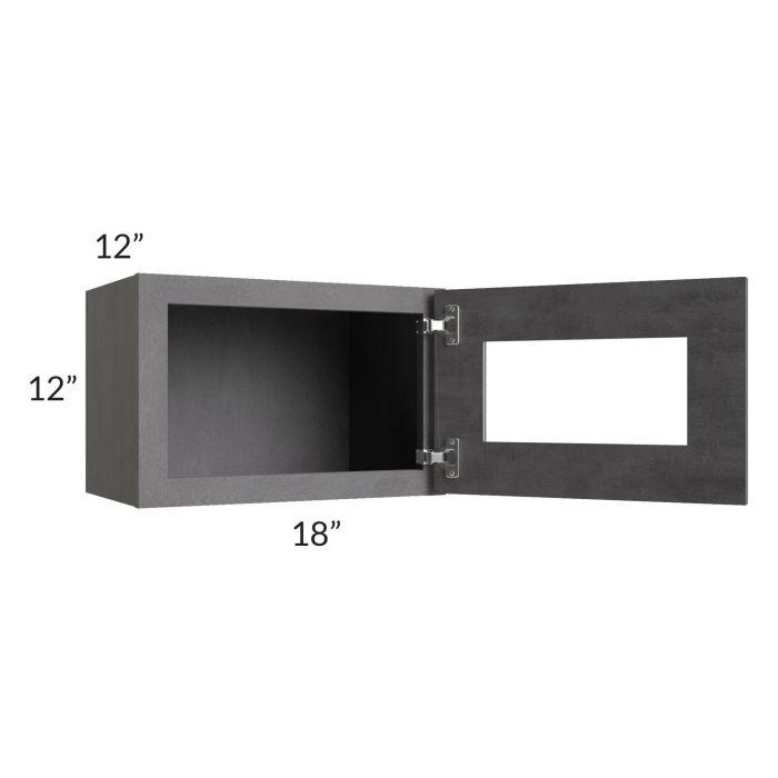 Stone Grey 18x12 Decorative Wall Cabinet with Plain Glass