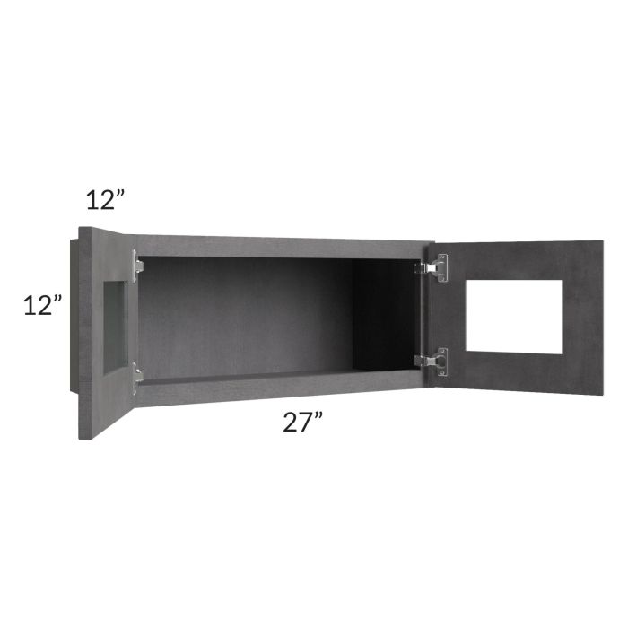 Stone Grey 27x12 Decorative Wall Cabinet with Plain Glass