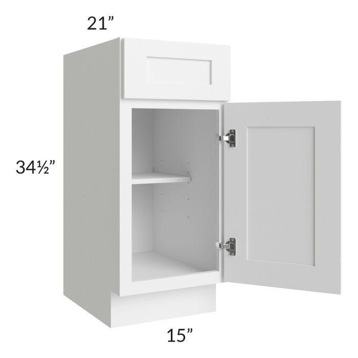 Frosted White Shaker 15" Vanity Base Cabinet