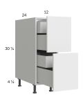 Euro Gloss White 12" 2-Drawer Base Cabinet with 2 Inner Drawers