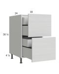 Euro White Grain 18" 2-Drawer Base Cabinet with 2 Inner Drawers