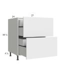 Euro Gloss White 27" 2-Drawer Base Cabinet with 2 Inner Drawers