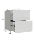 Euro White Grain 27" 2-Drawer Base Cabinet with 2 Inner Drawers