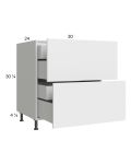 Euro Gloss White 30" 2-Drawer Base Cabinet with 2 Inner Drawers