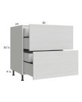 Euro White Grain 30" 2-Drawer Base Cabinet with 2 Inner Drawers
