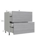 Euro Grey 33" 2-Drawer Base Cabinet with 2 Inner Drawers