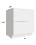 Portland White 30" 2-Drawer Base Cabinet
