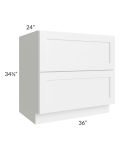 Aspen White Shaker 36" 2-Drawer Base Cabinet
