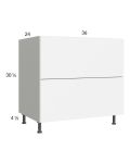 Euro Gloss White 36" 2-Drawer Base Cabinet