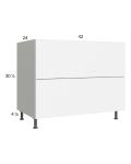 Euro Gloss White 42" 2-Drawer Base Cabinet