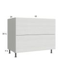 Euro White Grain 42" 2-Drawer Base Cabinet