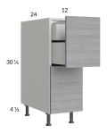 Euro Grey 12" 2-Drawer Base Cabinet with 1 Inner Drawer