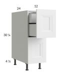 Harbor White 12" 2-Drawer Base Cabinet with 1 Inner Drawer
