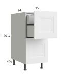 Harbor White 15" 2-Drawer Base Cabinet with 1 Inner Drawer