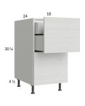 Euro White Grain 18" 2-Drawer Base Cabinet with 1 Inner Drawer