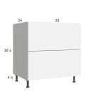 Euro Gloss White 33" 2-Drawer Base Cabinet with 1 Inner Drawer