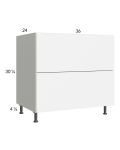 Euro Gloss White 36" 2-Drawer Base Cabinet with 1 Inner Drawer