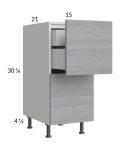 Euro Grey 15" 2-Drawer Vanity Base Cabinet with 1 Inner Drawer