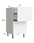 Euro Gloss White 18" 2-Drawer Vanity Base Cabinet with 1 Inner Drawer